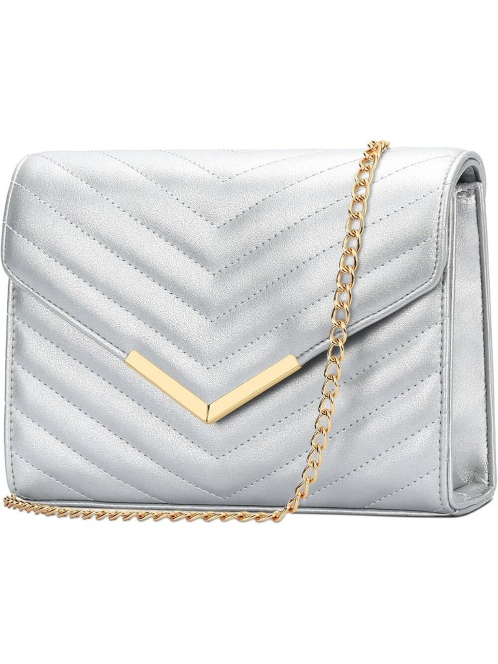 Women's Silver Clutch Purses For Evening Wedding Party Prom Bridal Envelope Bag